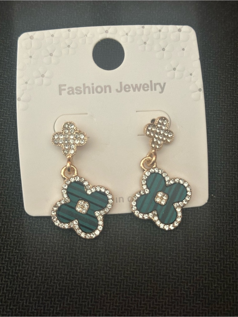 Fashion Green Clover DroP-Crystal Accents & Butterflies Earrings (BUNDLE OF 2)